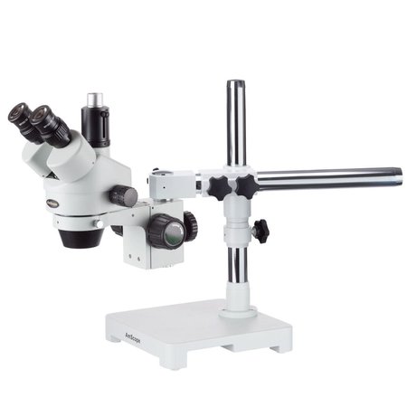 AMSCOPE 3.5X-90X Boom Stand Trinocular Zoom Stereo Microscope With Fluorescent Ring Light SM-3TPZ-FRL